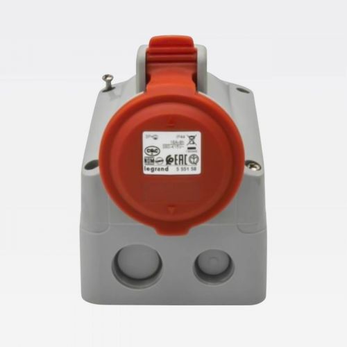 Tomada Industrial 16A 415V 3P+T Sobrepor IP44 Cinza/Vermelho Tempra Legrand 555158