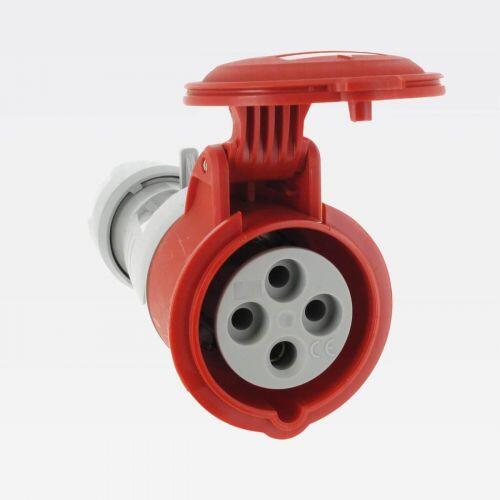 Plugue Industrial 16A 415V 3P+T Móvel IP44 Cinza/Vermelho Tempra Legrand 555128