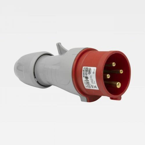 Plugue Macho Industrial 16A 415V 3P+T Móvel IP44 Cinza/Vermelho Tempra Legrand