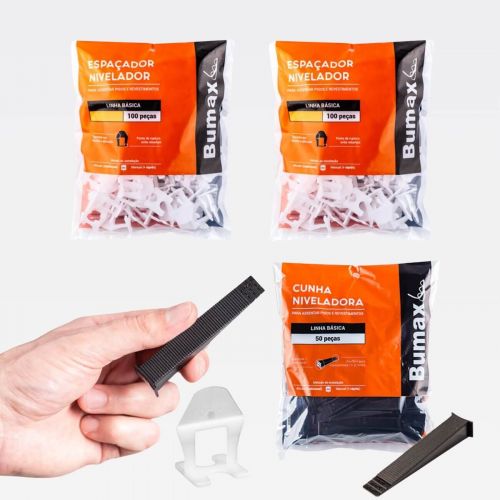 Kit Completo 200 Niveladores/Espa�adores de Piso + 50 Cunhas Bumax