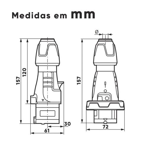 Kit Tomada e Plugue Industrial 16A 250V 2P+T IP44 M�vel Tempra Legrand