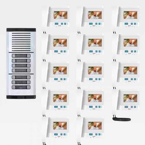 Kit V�deo Porteiro Coletivo HDL 14 Pontos com C�mera + 14 Monitores Class 4.3" Completo