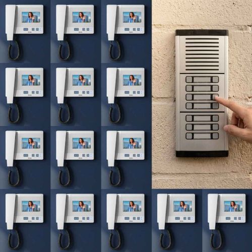 Kit V�deo Porteiro Coletivo HDL 14 Pontos com C�mera + 14 Monitores Class 4.3