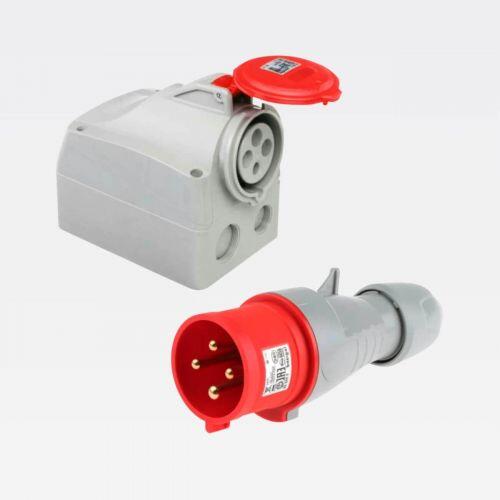 Kit Tomada Sobrepor e Plug Industrial Tempra 16A 415V 3P+T Azul/Cinza Legrand