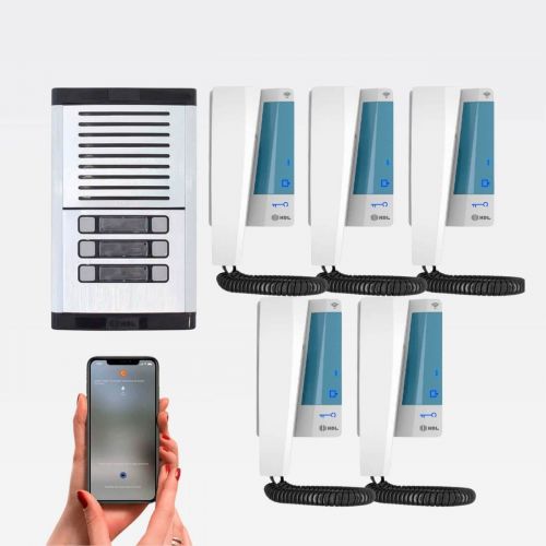 Kit Interfone Coletivo HDL 5 Pontos com Monofone Connect WiFi + Controle por Aplicativo