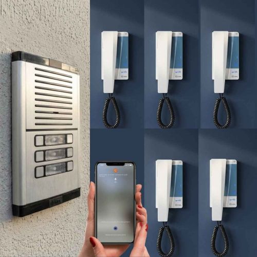 Kit Interfone Coletivo HDL 5 Pontos com Monofone Connect WiFi + Controle por Aplicativo