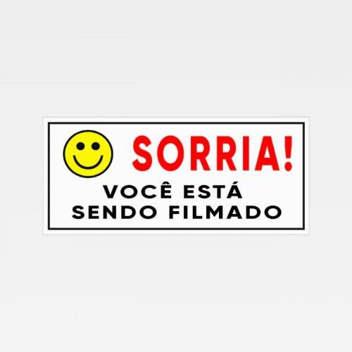 Placa Aviso Sorria Voc� Est� Sendo Filmado PS 200x100x1mm Jonisan