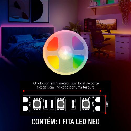 Fita LED Inteligente RGB Avant NEO 5m 5W Bivolt 290418176