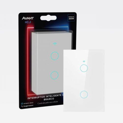 Interruptor Inteligente WiFi 2 Bot�es Touch Avant NEO Alexa Google Assistente