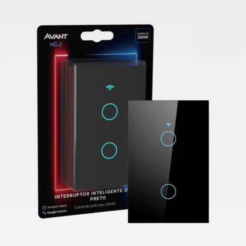 Interruptor Inteligente WiFi 2 Bot�es Touch Avant NEO Alexa Google Assistente