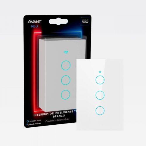 Interruptor Inteligente WiFi 3 Bot�es Touch Avant NEO Alexa Google Assistente