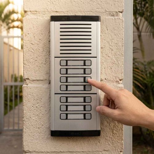Kit Módulo Externo Vídeo Porteiro Coletivo HDL 14 Pontos Sobrepor Prateado 12V