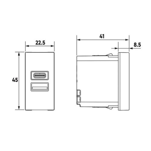 M�dulo Carregador USB Arteor A+C 3000mAh 15W Branco Legrand 571688B