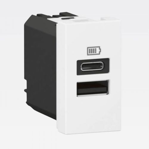 M�dulo Carregador USB Arteor A+C 3000mAh 15W Branco Legrand 571688B