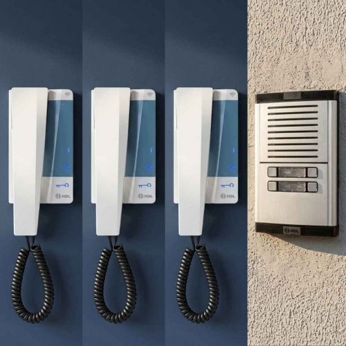 Kit Interfone Coletivo 3 Pontos c/ WiFi HDL Connect + Monofones Touch + Amplificador
