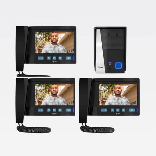 Kit V�deo Porteiro HDL Advance com C�mera + 2 Monitores Extens�o 7" Preto/Branco