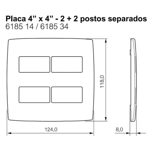 Placa 4 Postos PIAL Plus (Antiga) 4x4 Branco Legrand 618514