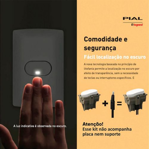 Kit Interruptor Simples 10A 250V Nereya c/ LED Branco Legrand