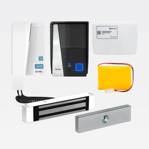 Kit Interfone HDL F8 Advance c/ Fechadura Magnética M90|180 + Carregador Bateria Continente