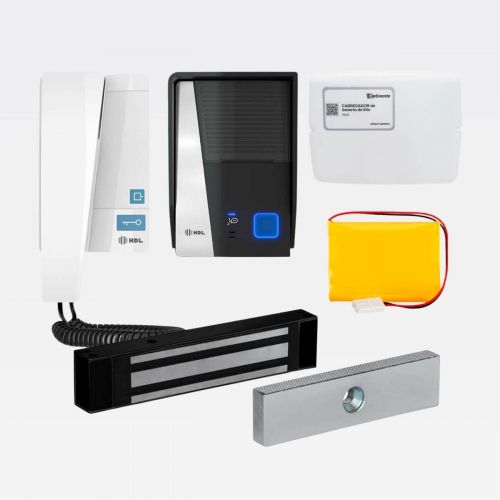 Kit Interfone HDL F8 Advance c/ Fechadura Magn�tica M90|180 + Carregador Bateria Continente