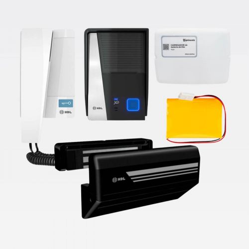 Kit Interfone HDL F8 Advance + Fechadura Magn�tica M90|180 com Acabamento + Carregador Bateria Continente