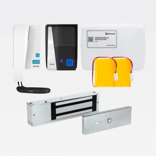 Kit Interfone HDL F8 Advance + Fechadura Magnética M90 500kg + Carregador FCL15 com Bateria