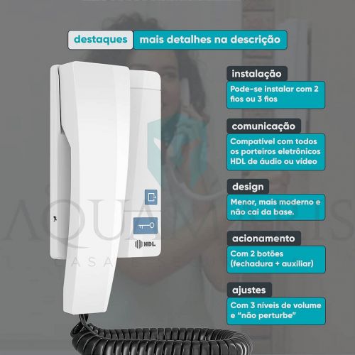 Kit V�deo Porteiro Class + Fechadura Magn�tica 500kg HDL c/ Bateria Lithium + Carregador FCL15