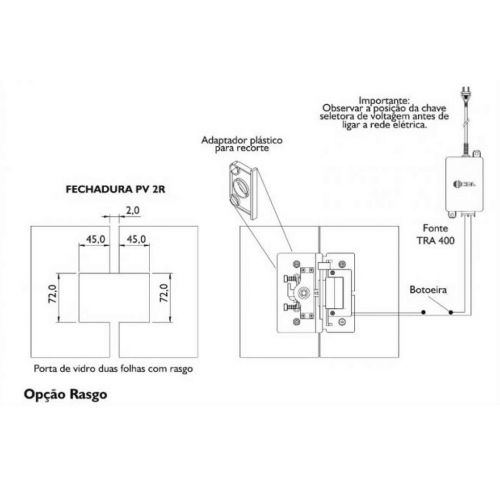 Fechadura PV90 AD Porta Vidro 2 Folhas Ma�aneta Bola HDL Inox Abertura Interna 90.01.03.091