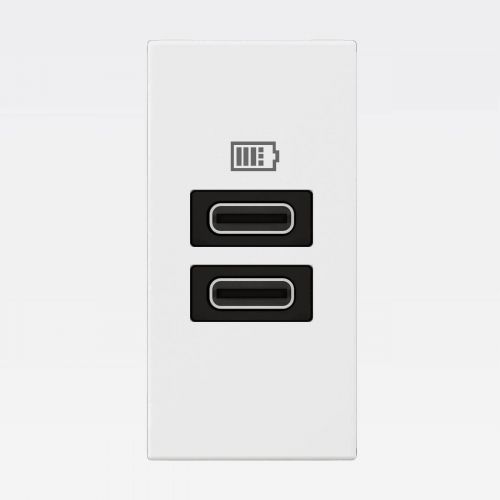 M�dulo Carregador USB Duplo Tipo-C Arteor 3000mAh 15W Branco Legrand 571692B