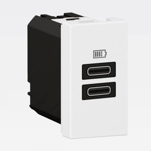 M�dulo Carregador USB Duplo Tipo-C Arteor 3000mAh 15W Branco Legrand 571692B