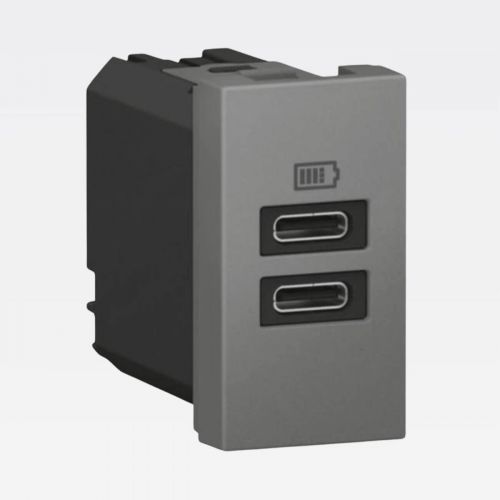 M�dulo Carregador USB Tipo-C Duplo Arteor 3000mAh 15W Magn�sio Legrand 571693B