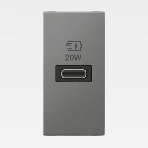 Módulo Carregador USB Tipo-C Arteor 20W Magnésio Legrand 571697