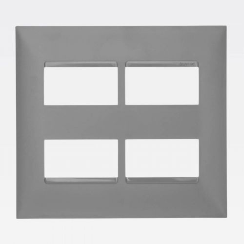 Placa 2+2 Postos Horizontal Separados 4x4 PIAL Plus+ Cinza Legrand 618514CZ