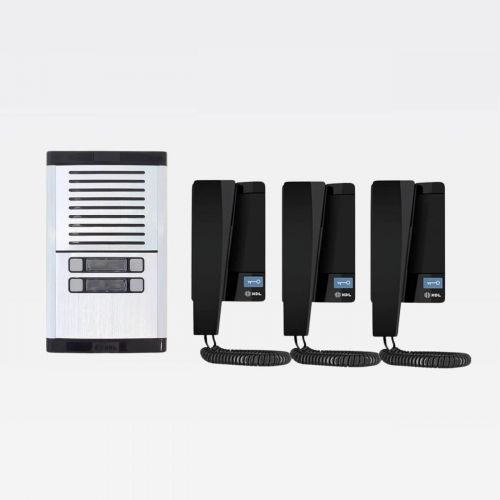 Kit Interfone Coletivo 3 Pontos Porteiro Eletr�nico HDL MP/MPD + Gabinete GS-02 + Fonte TRA-400 + 3 Monofones Advance