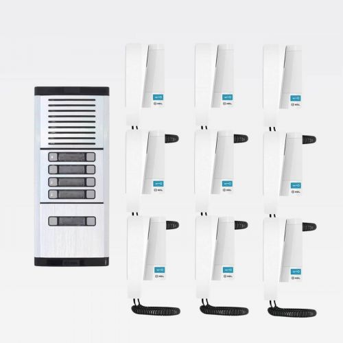Kit Interfone Coletivo 9 Pontos Porteiro Eletr�nico HDL MP/MPD + Gabinete GS-03 + Fonte TRA-400 + 9 Monofones Advance