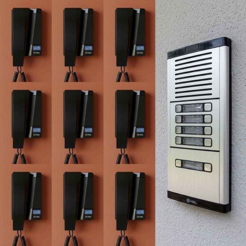 Kit Interfone Coletivo 9 Pontos Porteiro Eletr�nico HDL MP/MPD + Gabinete GS-03 + Fonte TRA-400 + 9 Monofones Advance