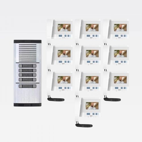 Kit Vídeo Porteiro Coletivo 9 Pontos HDL Class c/ Monitores 4,3