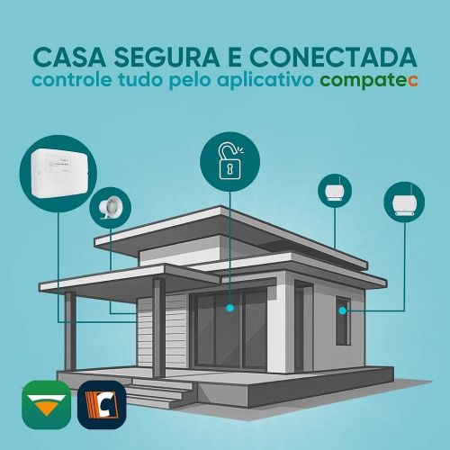 Central Alarme Wi-Fi Continente ALW320 Bivolt c/ 2 Sensores Magn�ticos + 3 Controles + Sirene