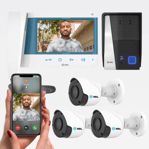 Kit Vídeo Porteiro Connect WiFi HDL 4 Câmeras Aplicativo + Monitor 7