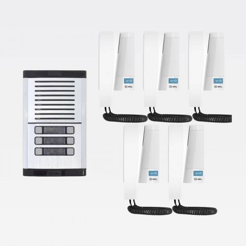 Kit Interfone Coletivo 5 Pontos Porteiro Eletr�nico HDL MP/MPD + Gabinete GS-02 + Fonte TRA-400 + 5 Monofones Advance