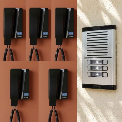 Kit Interfone Coletivo 5 Pontos Porteiro Eletr�nico HDL MP/MPD + Gabinete GS-02 + Fonte TRA-400 + 5 Monofones Advance