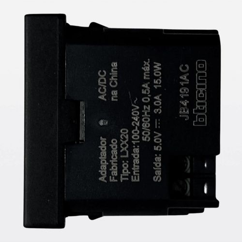 M�dulo Carregador USB Tipo C+A 15W 3000mAh Preto Matix Go Bticino Legrand JB4191AC