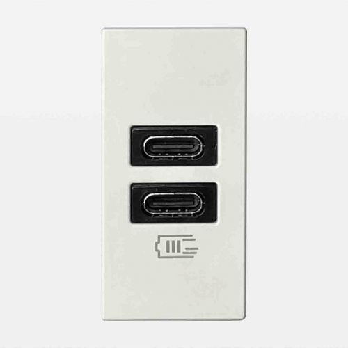 Módulo Carregador USB Duplo Tipo C 15W Branco Matix Go Bticino Legrand JW4191CC