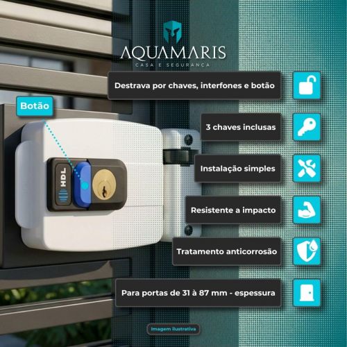 Kit Interfone HDL F8 Advance c/ Fechadura El�trica C90 PRO Cilindro Ajust�vel 31-87mm