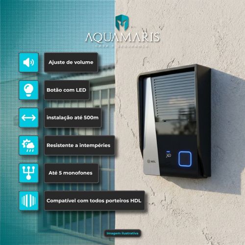Kit Interfone HDL F8 Advance c/ Fechadura El�trica C90 PRO Cilindro Ajust�vel 31-87mm