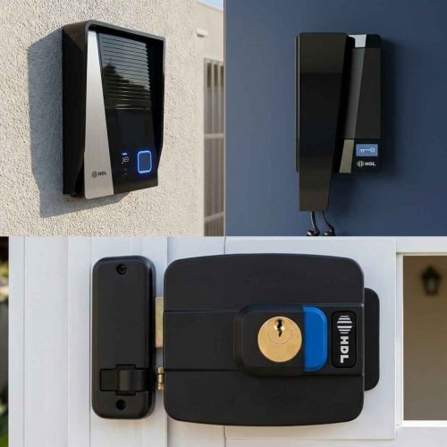 Kit Interfone HDL F8 Advance Preto c/ Fechadura C90 PRO Cilindro Ajust�vel 31-87mm