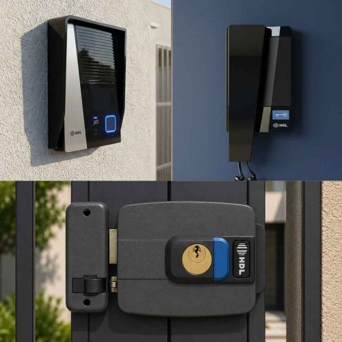 Kit Interfone HDL F8 Advance Preto c/ Fechadura C90 PRO Cilindro Ajust�vel 31-87mm