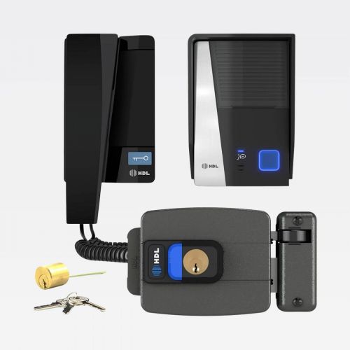 Kit Interfone HDL F8 Advance Preto c/ Fechadura C90 PRO Cilindro Ajust�vel 31-87mm