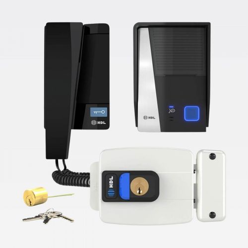 Kit Interfone HDL F8 Advance Preto c/ Fechadura C90 PRO Cilindro Ajust�vel 31-87mm