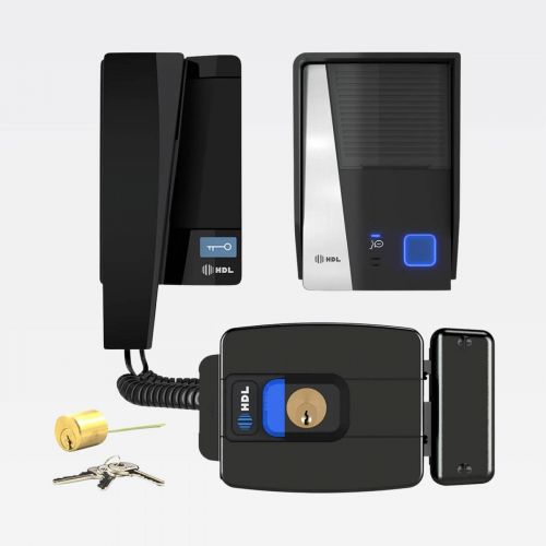 Kit Interfone HDL F8 Advance Preto c/ Fechadura C90 PRO Cilindro Ajust�vel 31-87mm